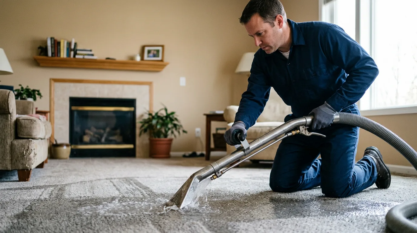 Water damage restoration technician working near Kansas, OH